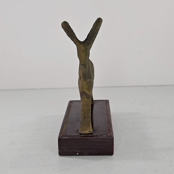 Vintage Brass Ram Ibex Goat Sculpture On Wooden Base - Picture 2 of 8